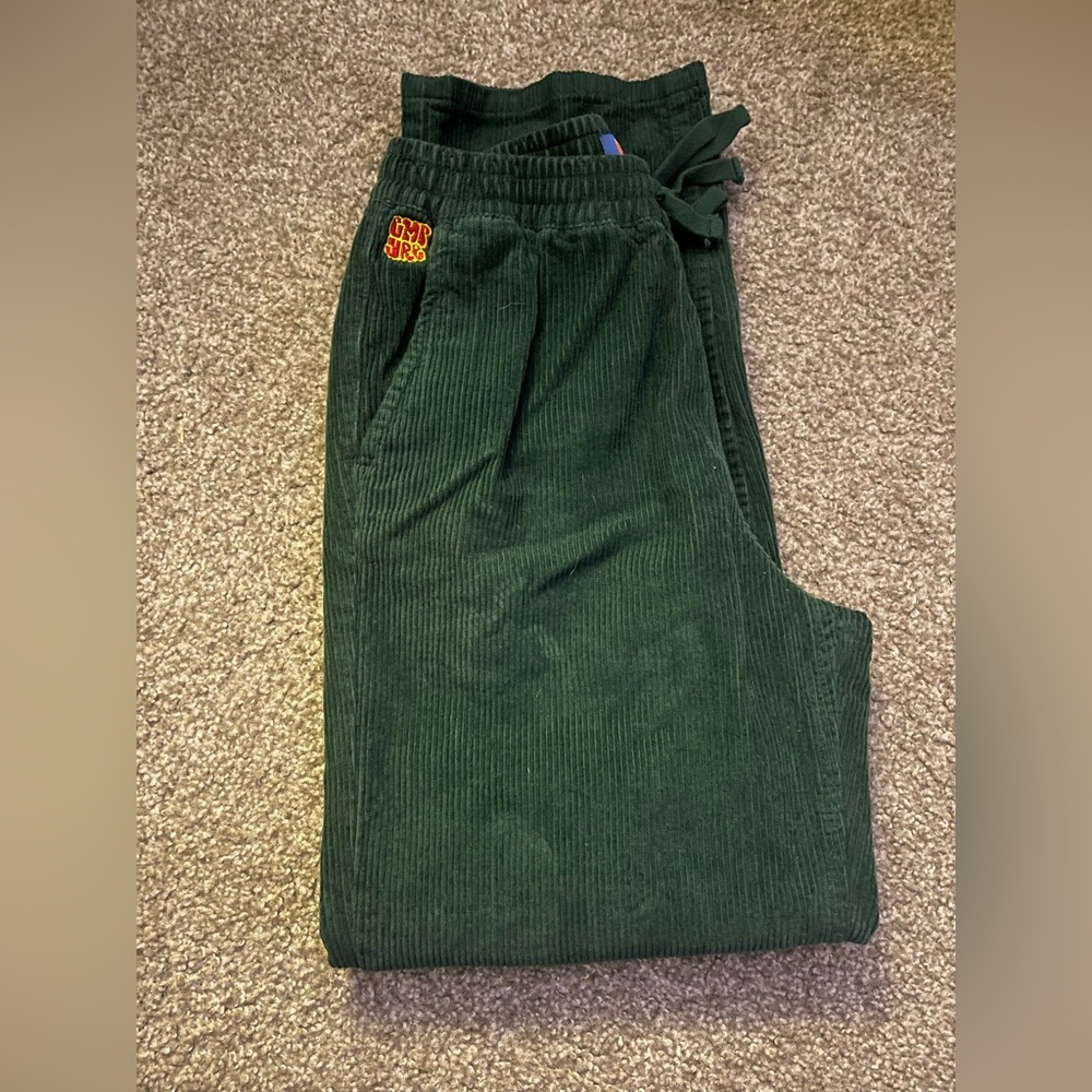 Almost new and these are super fun comfy and over all a great pair of pants!